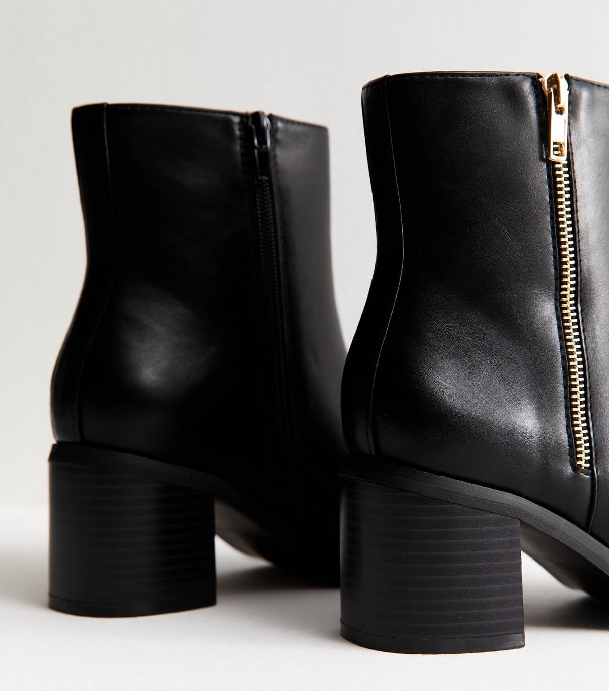 New Look Women's Black Faux Leather Double Side Zip Ankle Boots New Look - 4