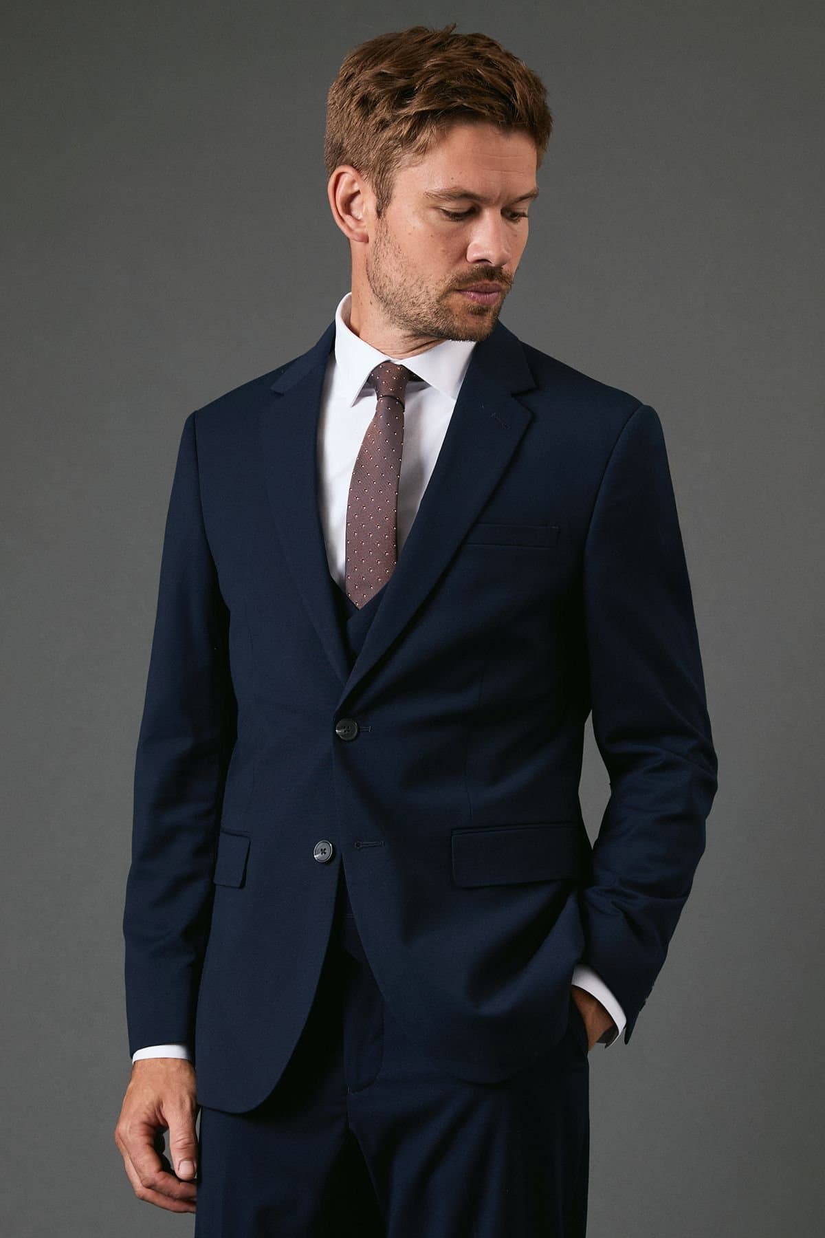 Burton Burton Men's Navy Tailored Fit Essential Suit Jacket