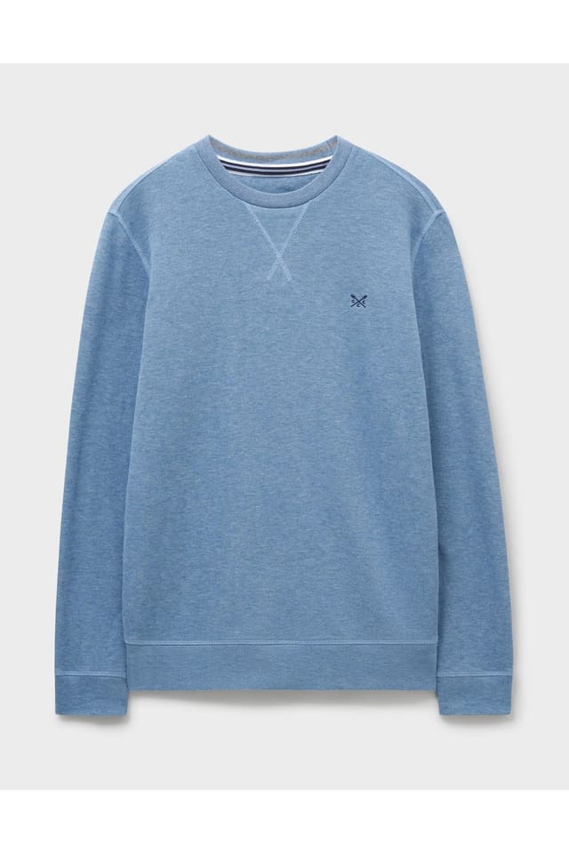 Crew Clothing Crew Clothing Men's French Rib Knit Crew Blue Marl - 2