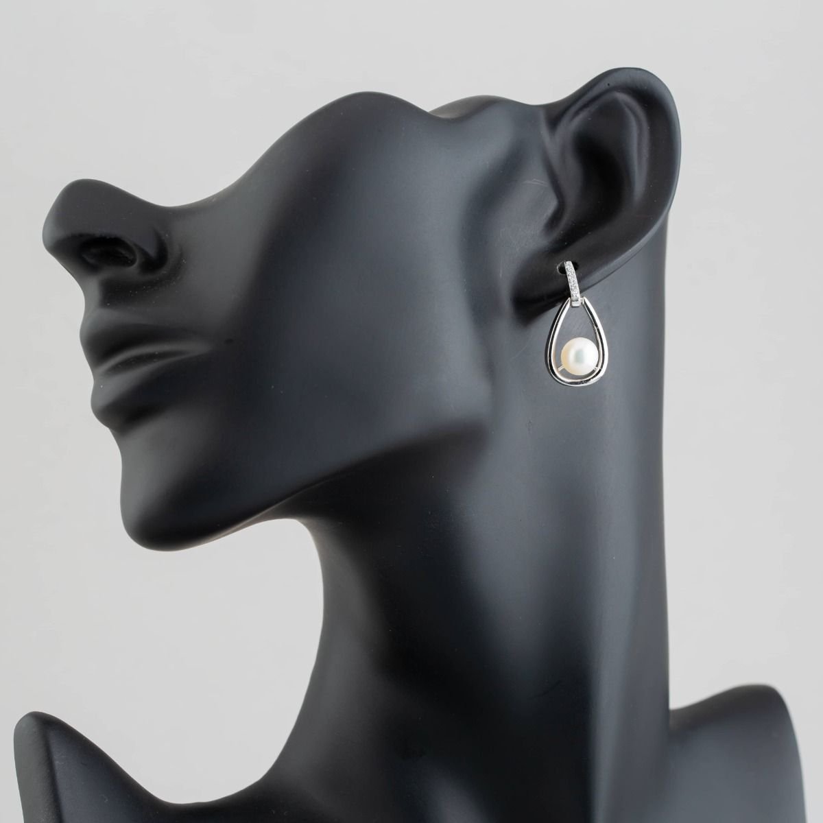 T.H.Baker T.H.Baker Women's Sterling Silver Freshwater Pearl Open Teardrop Earrings EOW70096FW - 3