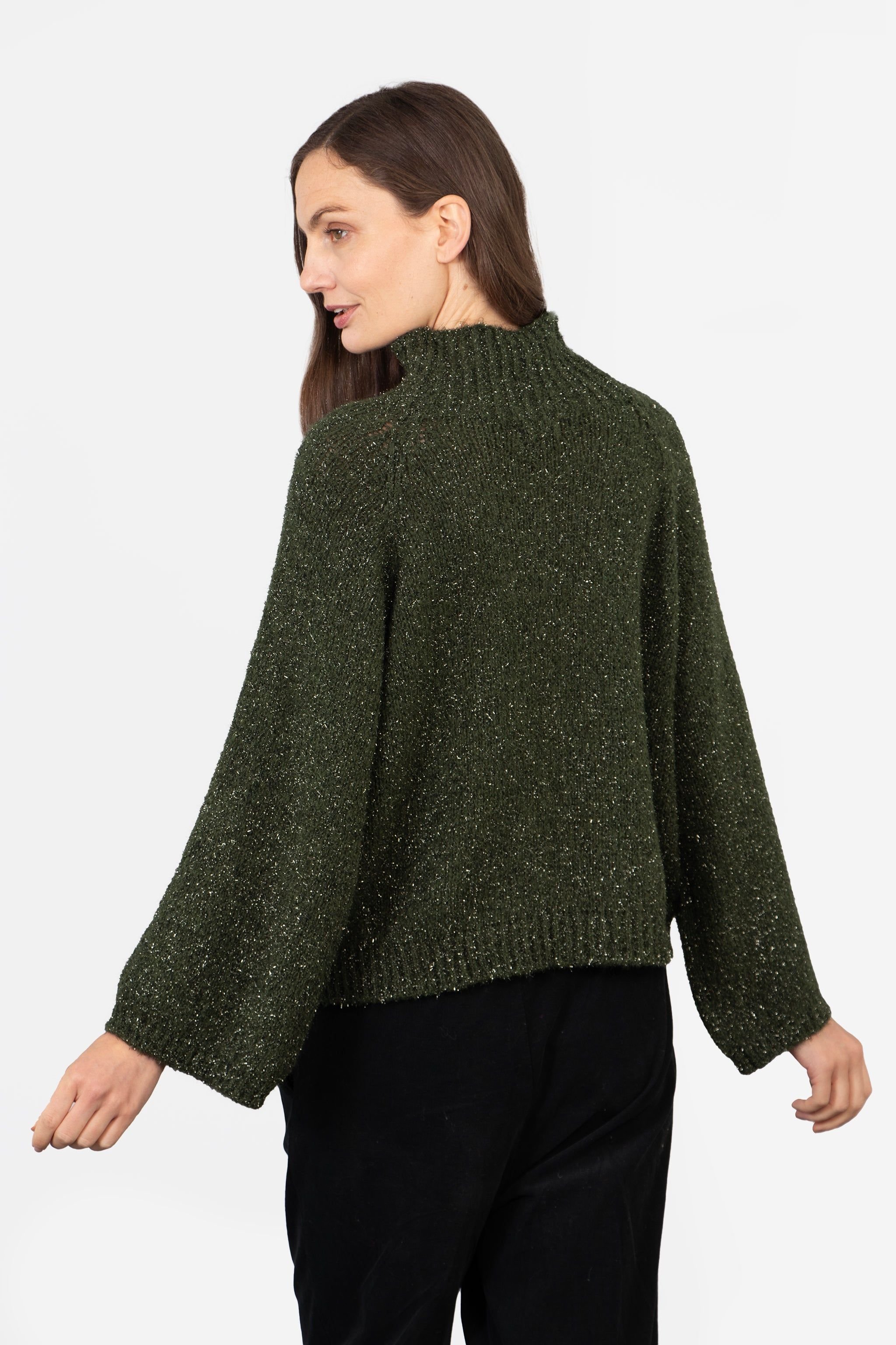 Sarta Sarta Women's Riley Cropped Box Jumper - Forest Green - 2