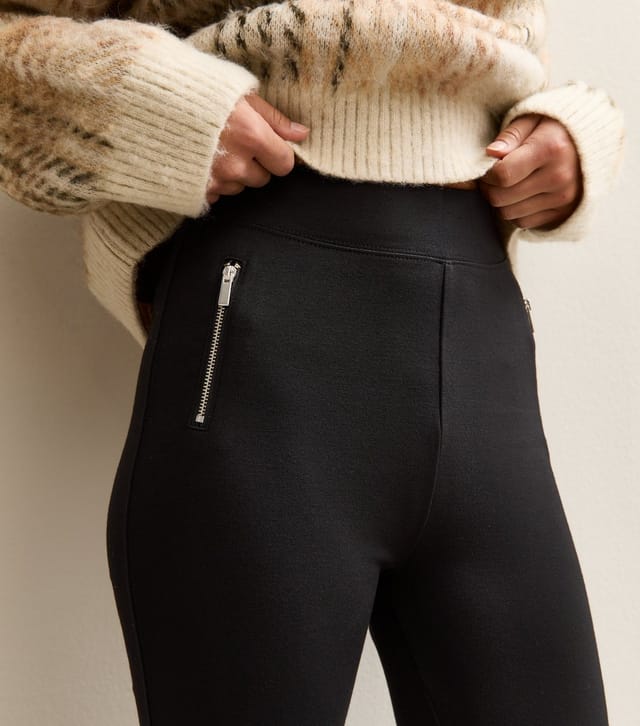 New Look Women's Petite Black Ponte High Waist Leggings New Look - 2