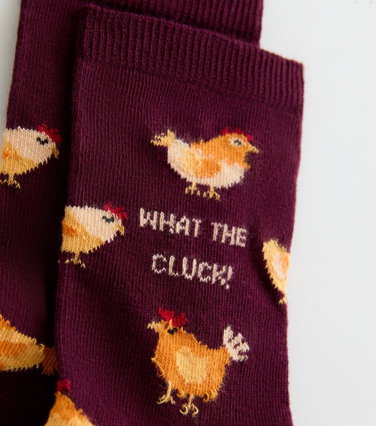 New Look Burgundy 'What The Cluck' Socks New Look - 2