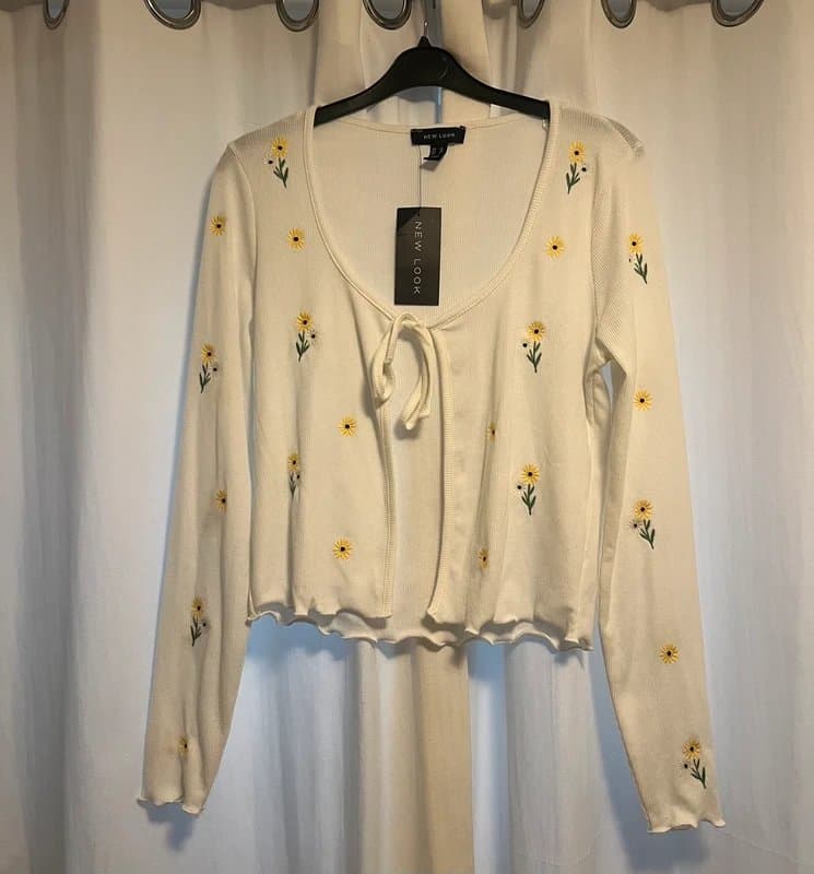 New Look white embroidered cardigan