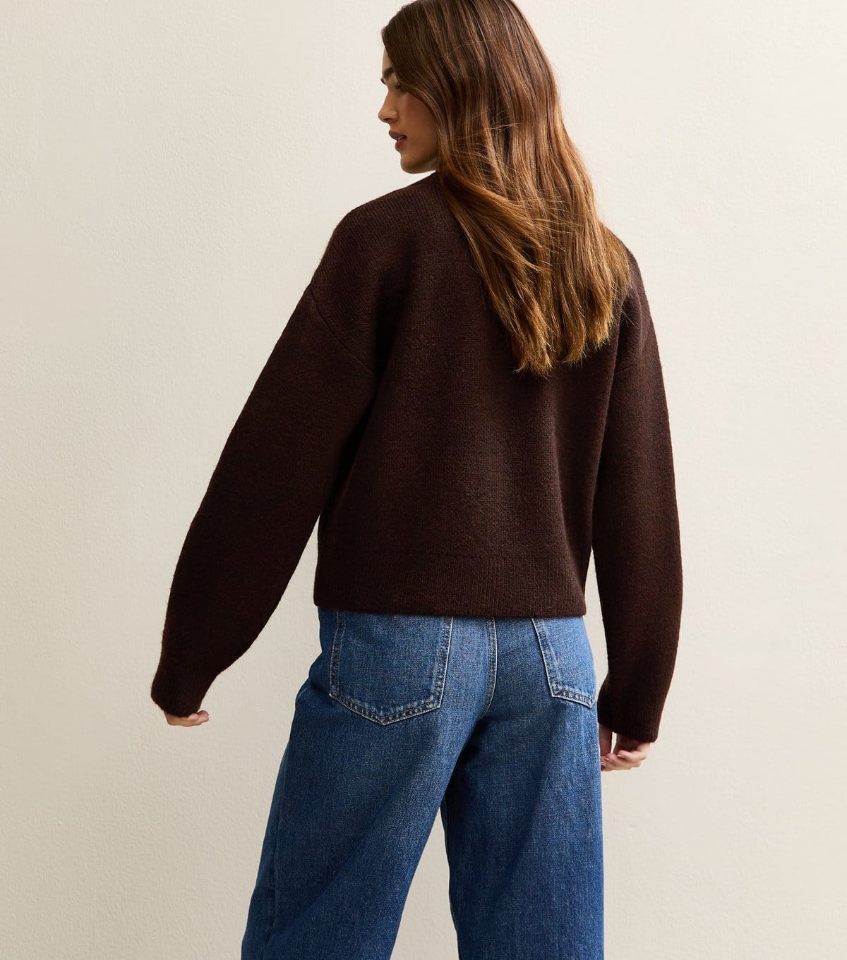 New Look Women's Dark Brown Crew Neck Knitted Cardigan New Look - 4