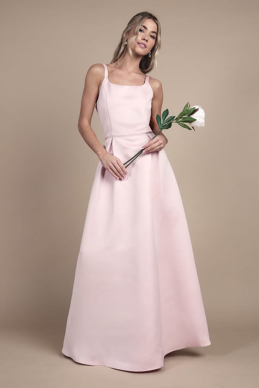 Coast Coast Women's Teen Structured Satin Full Skirted Bridesmaid Dress in Blush - 1