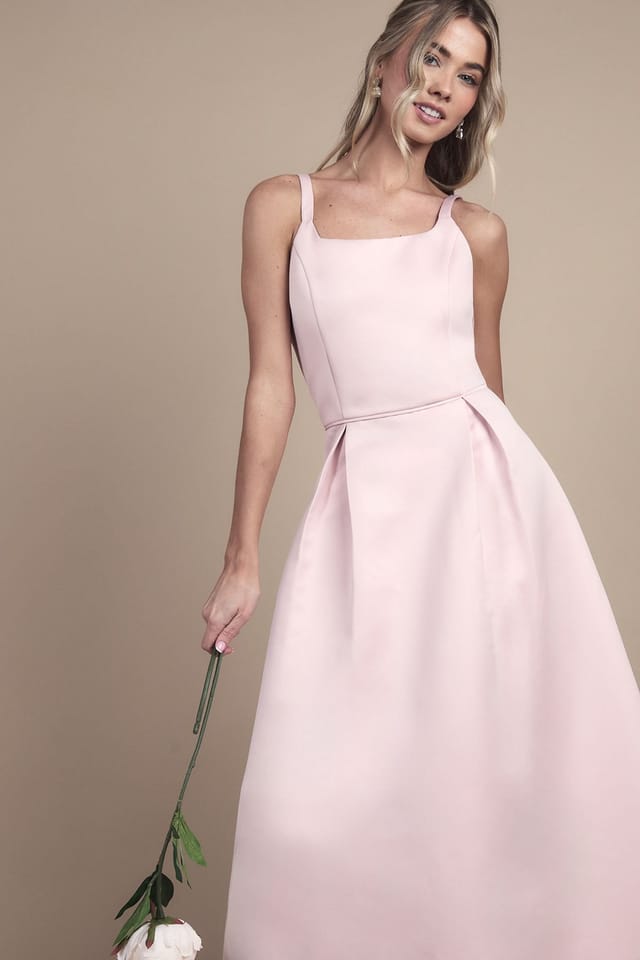 Coast Coast Women's Teen Structured Satin Full Skirted Bridesmaid Dress in Blush - 2