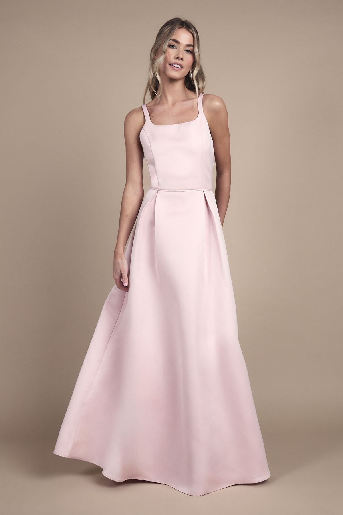 Coast Coast Women's Teen Structured Satin Full Skirted Bridesmaid Dress in Blush - 4