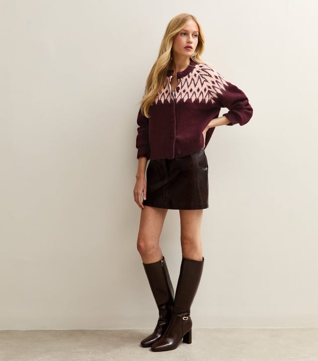 New Look Women's Red Fairisle Crew Neck Cardigan New Look - 3