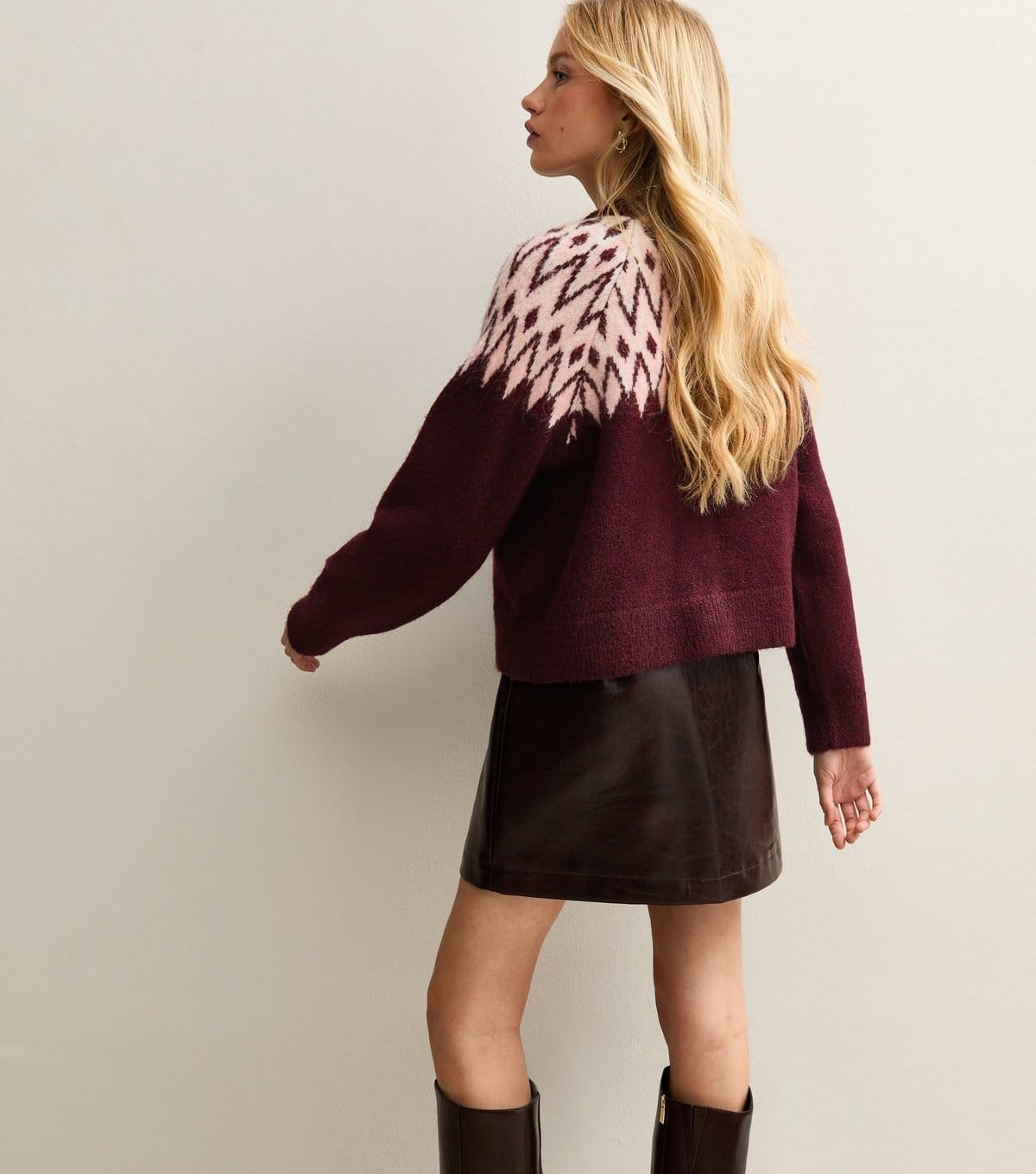 New Look Women's Red Fairisle Crew Neck Cardigan New Look - 4