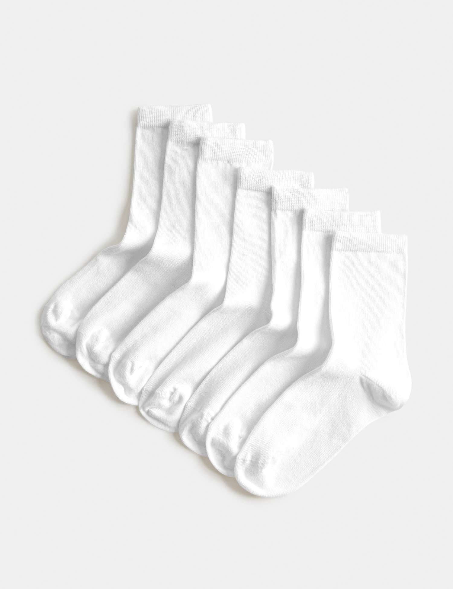 Marks & Spencer M&S 7 Pack School Socks (6 Small-10½ Large) White