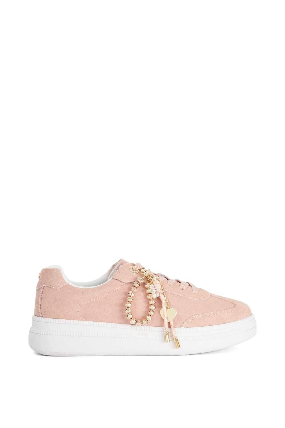 Dune London Dune London Pink Suede Trainers with Gold Charm