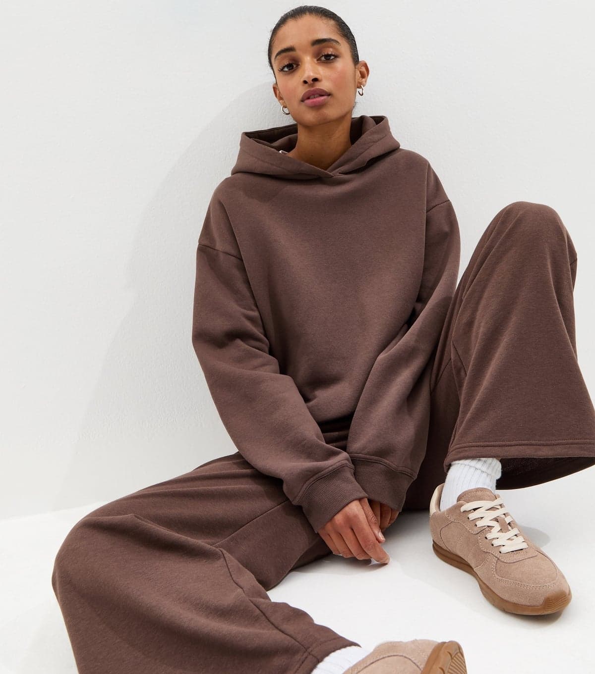 New Look Women's Dark Brown Jersey Pullover Hoodie New Look