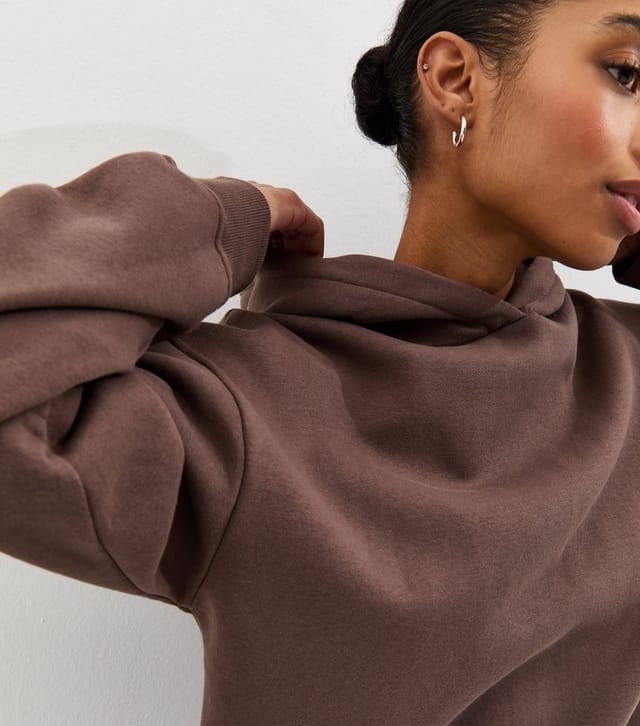 New Look Women's Dark Brown Jersey Pullover Hoodie New Look - 2