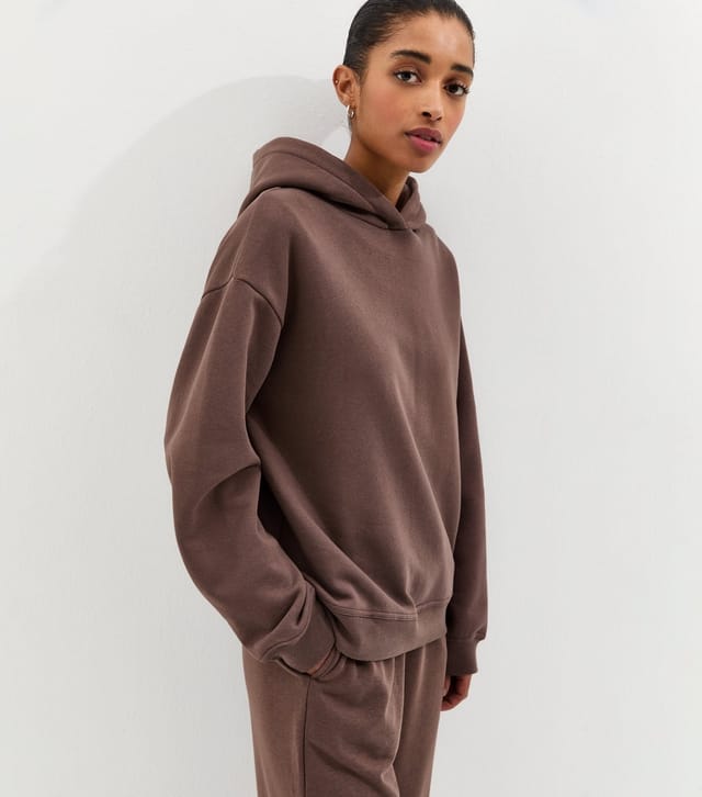 New Look Women's Dark Brown Jersey Pullover Hoodie New Look - 3