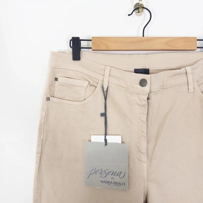 Marina Rinaldi Persona Marina Rinaldi Radio Jeans Size 14 NEW Stone Beige Straight Stretch
