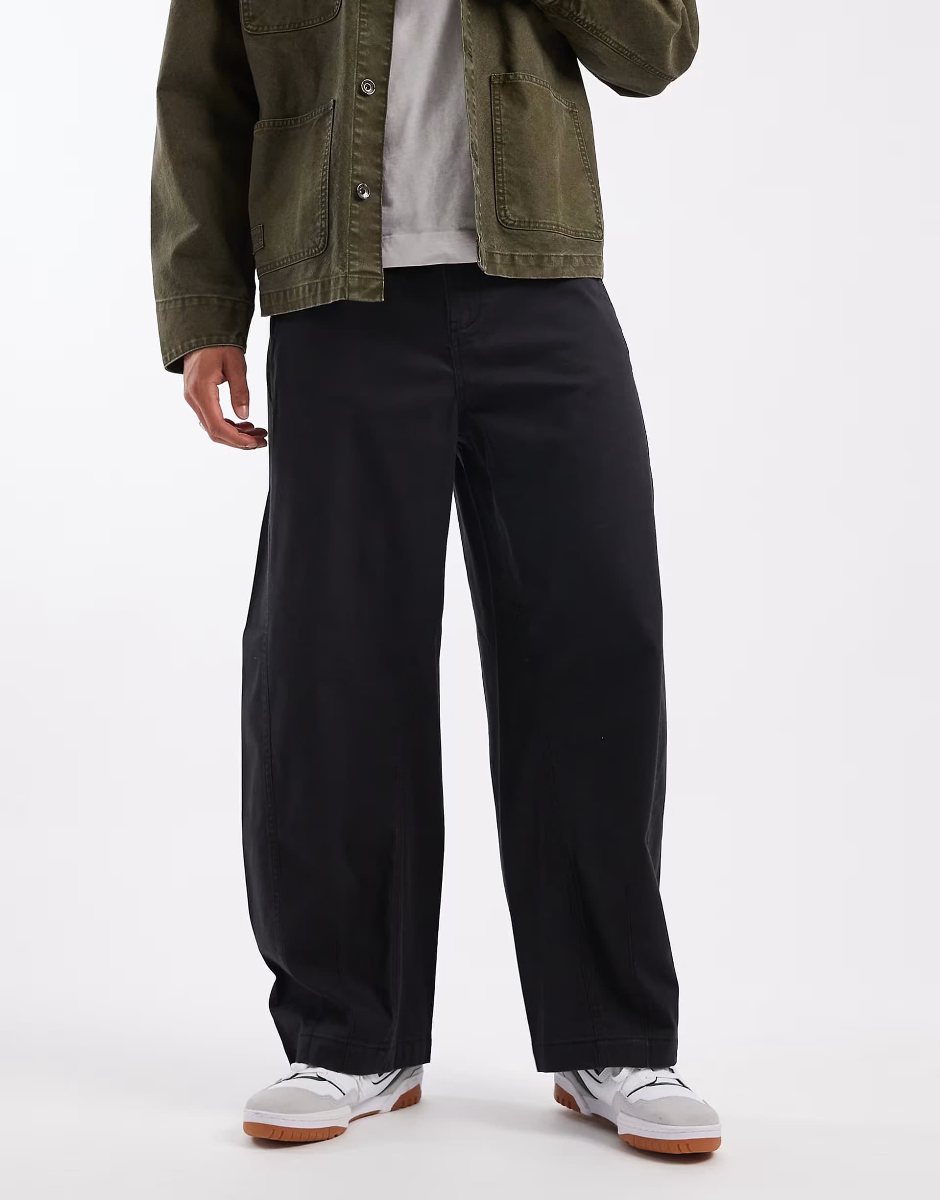 ASOS ASOS DESIGN barrel trousers in black with seam details