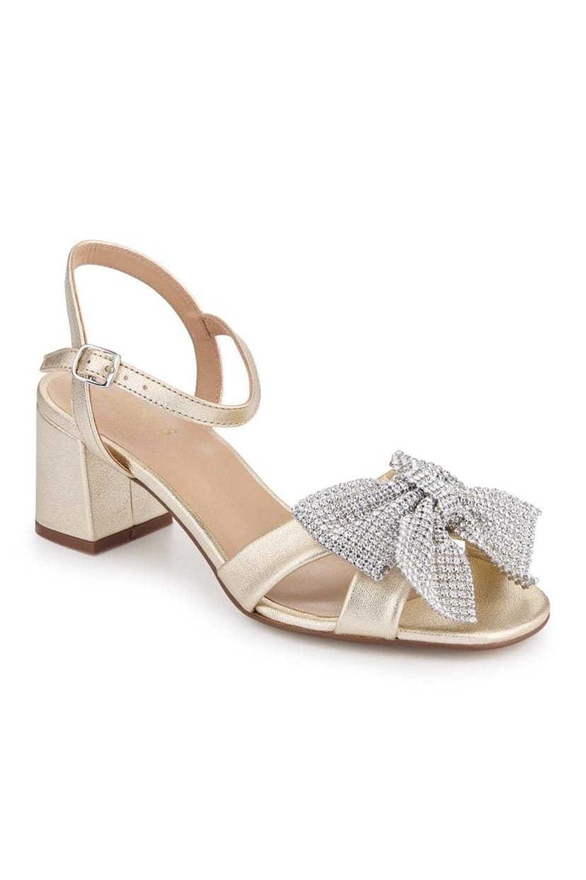Jones Bootmaker Jones Bootmaker Women's Juliana Smart Buckled Leather Sandals in Gold - 1