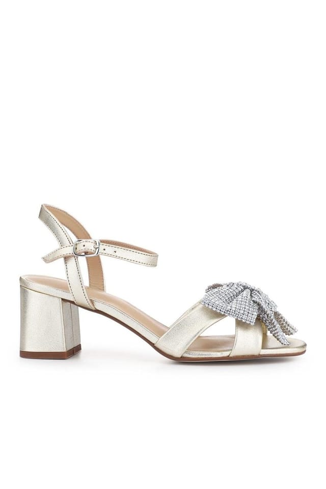Jones Bootmaker Jones Bootmaker Women's Juliana Smart Buckled Leather Sandals in Gold - 2