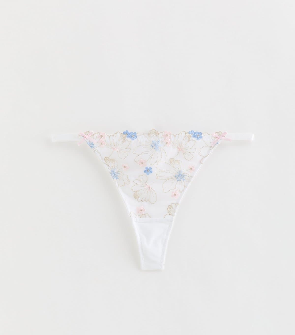 New Look Women's White Floral Embroidered Thong New Look