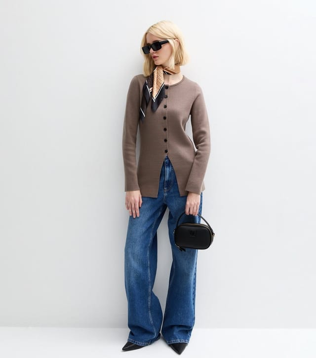 New Look Women's Mid Brown Crew Neck Longline Cardigan New Look - 3