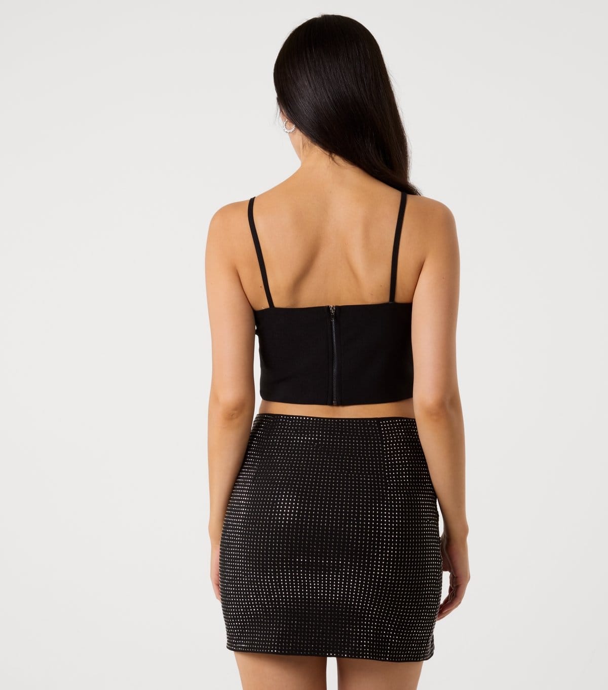 Pink Vanilla Women's Black Diamante Embellished Cropped Top Pink Vanilla New Look - 4