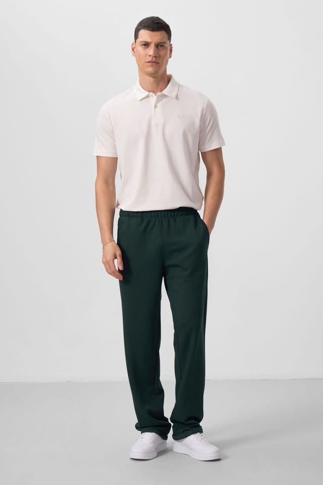 Tommy Life Tommy Life Men's Wide-Leg Pull-On Trousers in Dark Green - 2