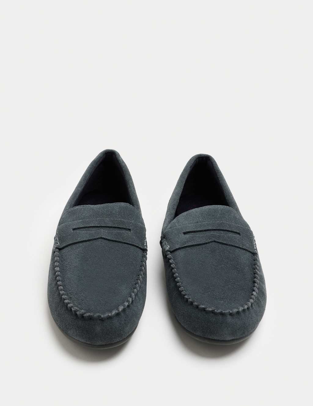 Marks & Spencer M&S Suede Moccasin Slippers with Freshfeet™ Med Blue Denim - 1