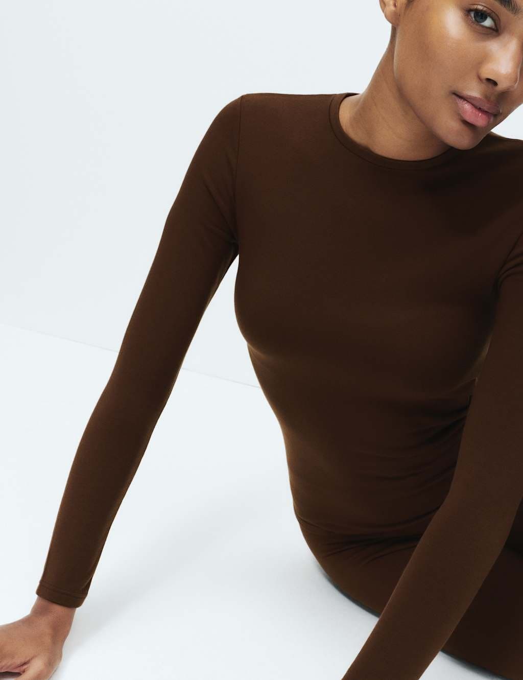 Marks & Spencer M&S Heatgen™ Medium Thermal Crew Neck Top Dark Chocolate