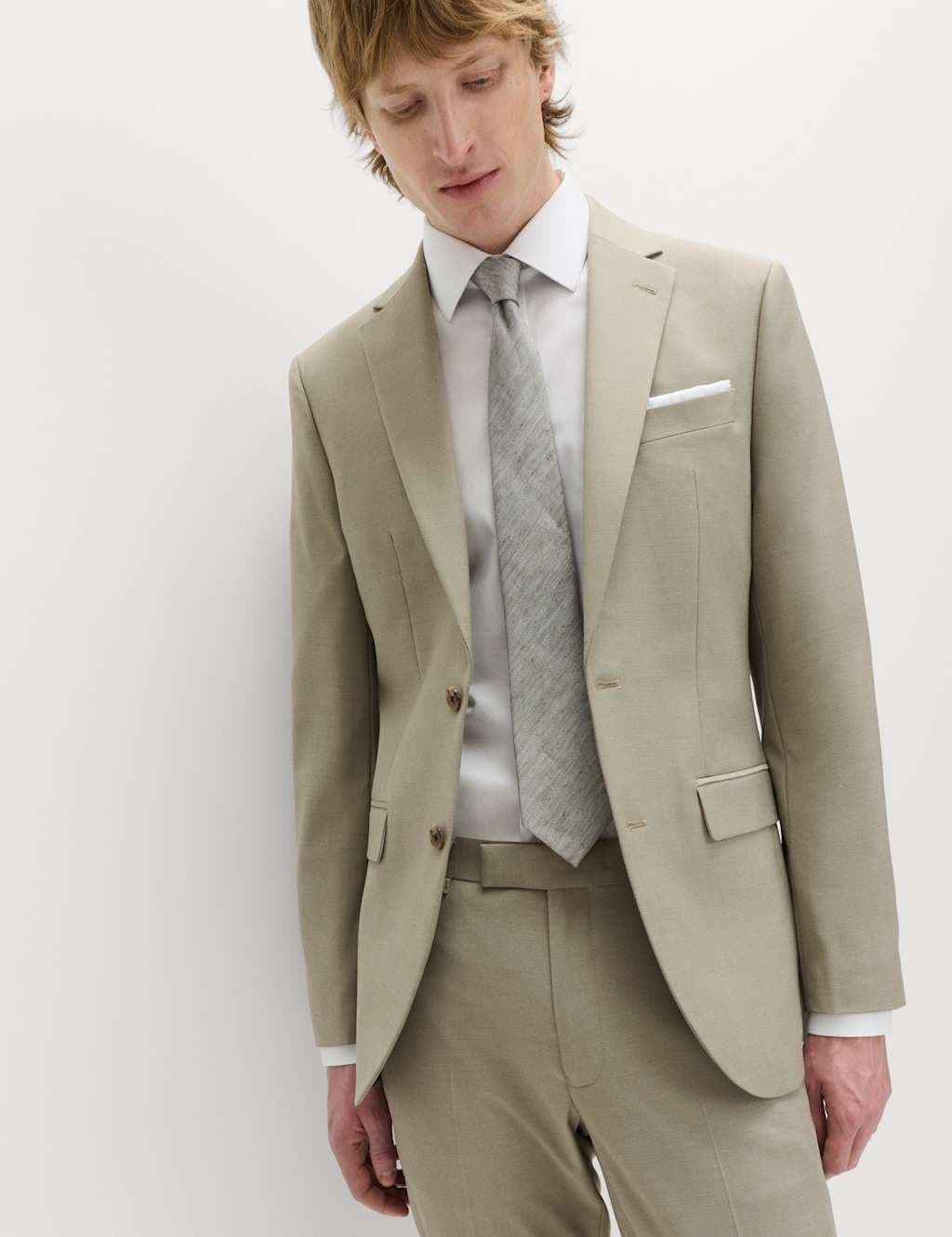 Marks & Spencer M&S Slim Fit Stretch Ultimate Suit Jacket Pale Green