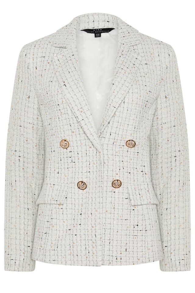 Star by Julien Macdonald Star by Julien Macdonald Women's Boucle Checked Blazer in White - 2