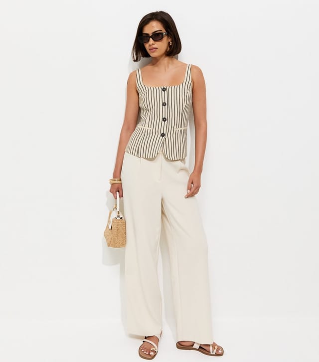 New Look Women's Cream Stripe Cami Strap Waistcoat New Look - 2