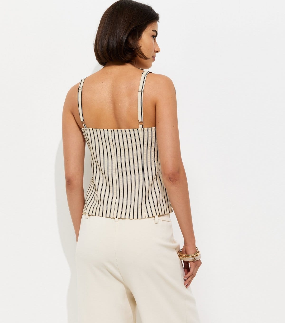 New Look Women's Cream Stripe Cami Strap Waistcoat New Look - 4
