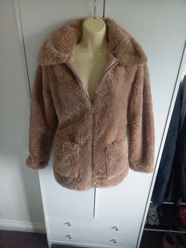 New Look Beige Teddy Zip-Up Jacket