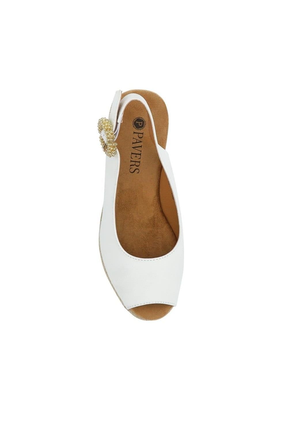 Pavers Pavers Women's Buckle Fastening Wedge Espadrilles in White - 4