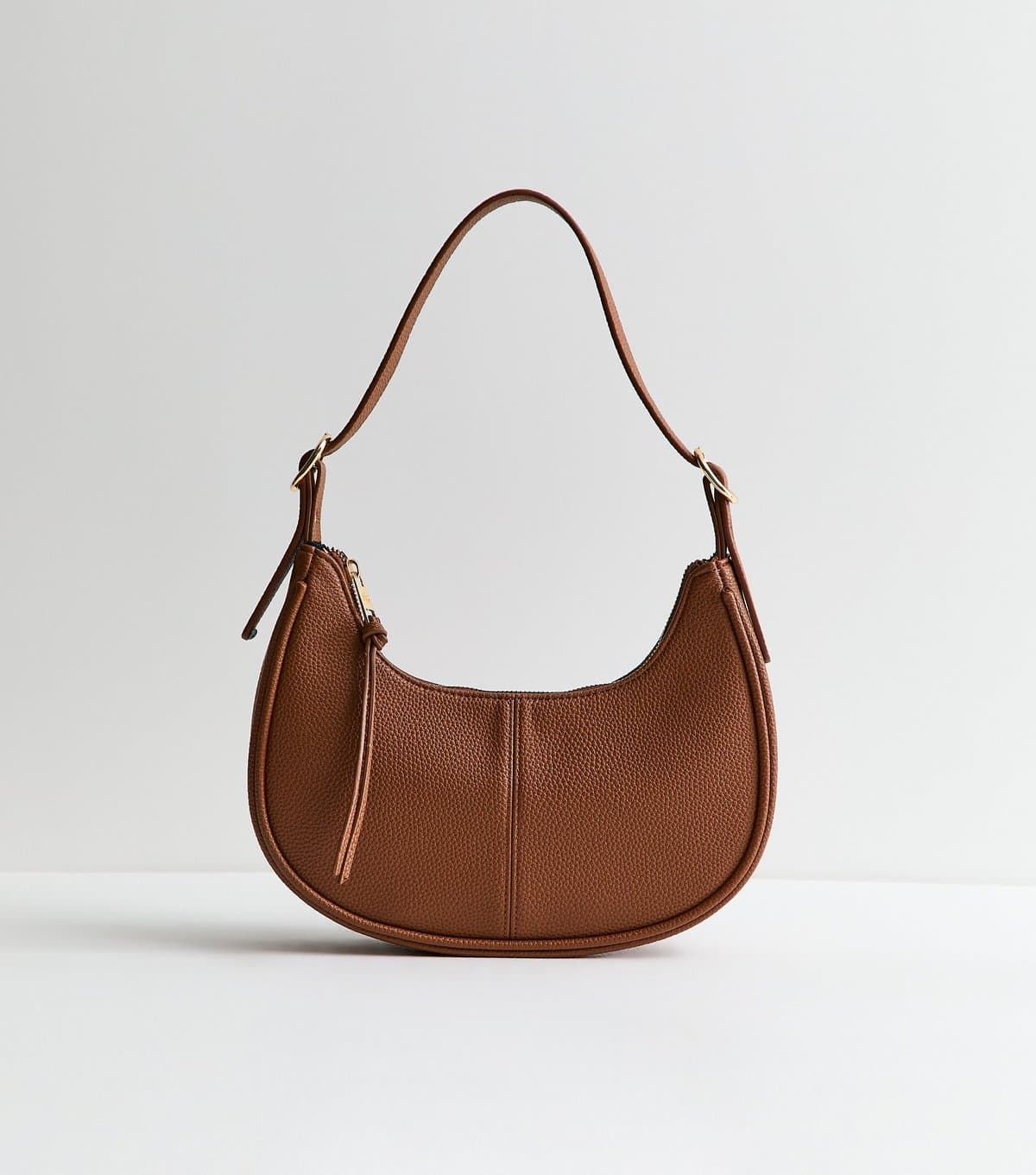 New Look Tan Grained Faux Leather Oval Buckle Shoulder Bag Vegan New Look