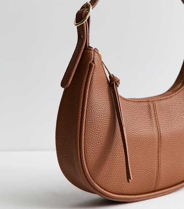 New Look Tan Grained Faux Leather Oval Buckle Shoulder Bag Vegan New Look - 3