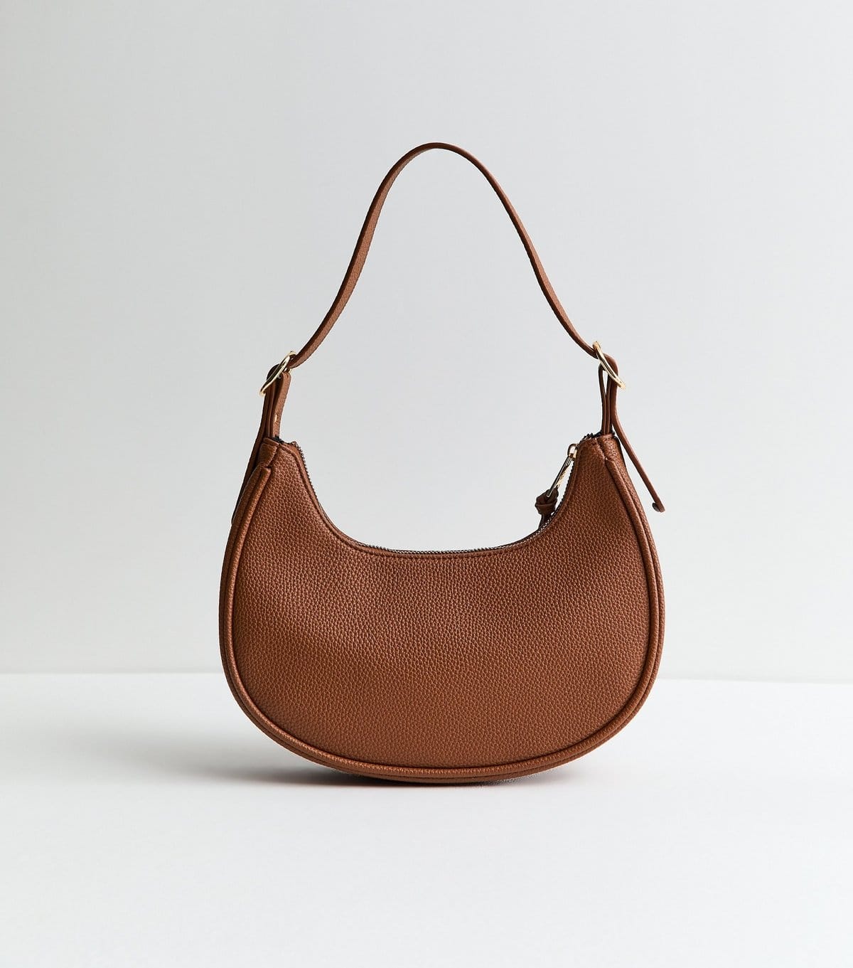 New Look Tan Grained Faux Leather Oval Buckle Shoulder Bag Vegan New Look - 4