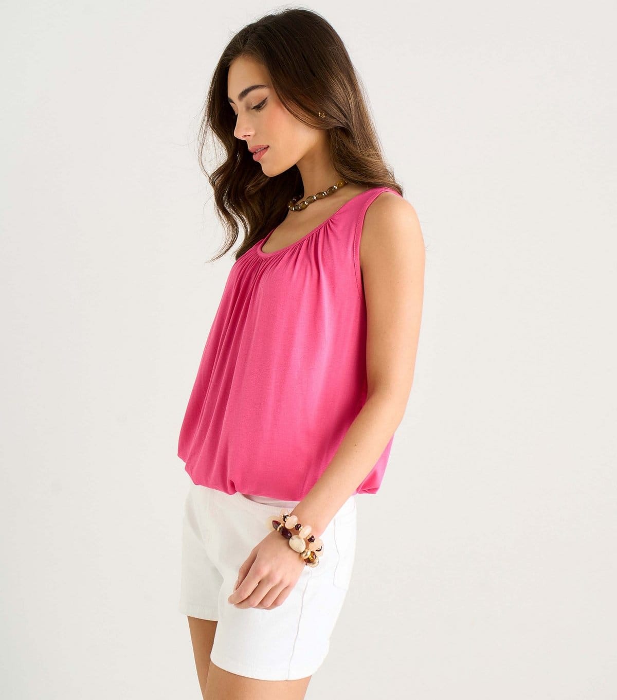 Gini London Women's Bright Pink Ruched Sleeveless Top Gini London New Look - 4