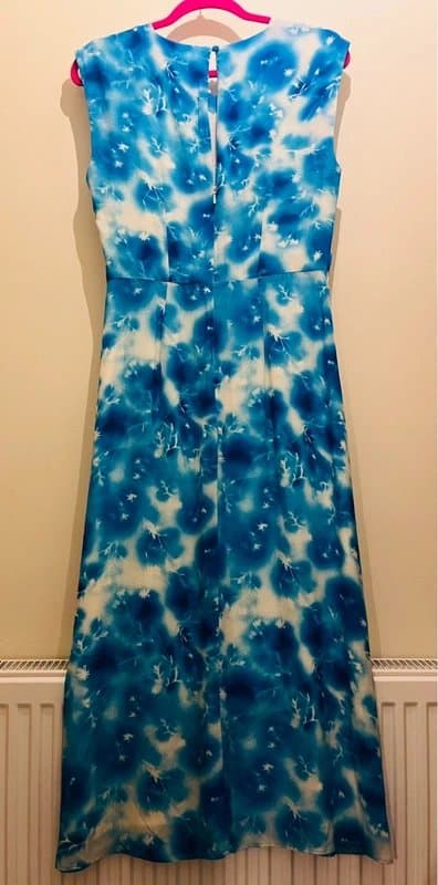 Whistles BNWT Whistles Sprayed Flowers Daina Midi Dress UK 10 Blue 100% Viscose RRP £159