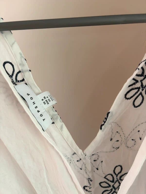 Topshop embroidered scalloped hem summer blouse