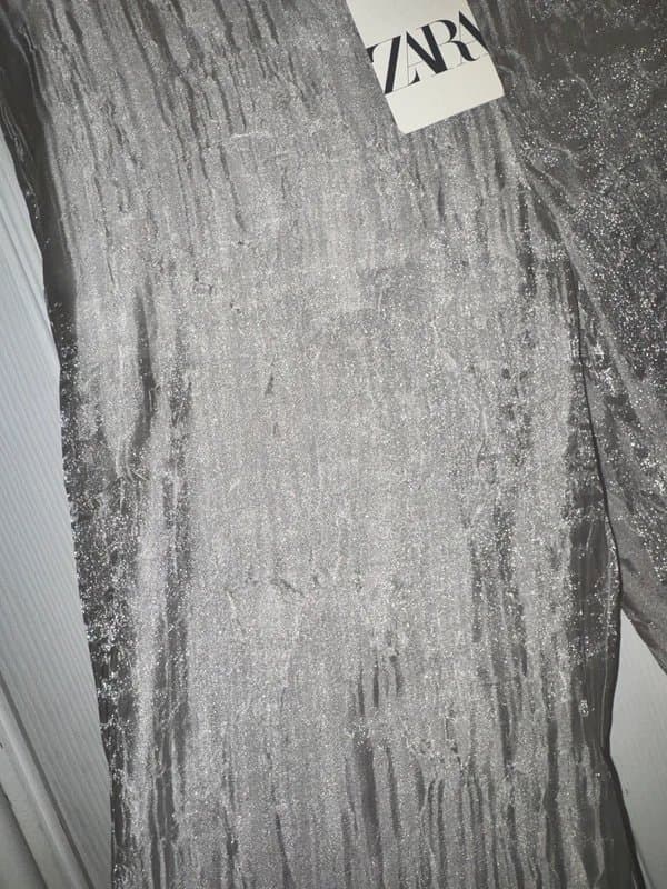 Zara ZARA sheer sliver wide leg trousers with built in shorts XL new with tags