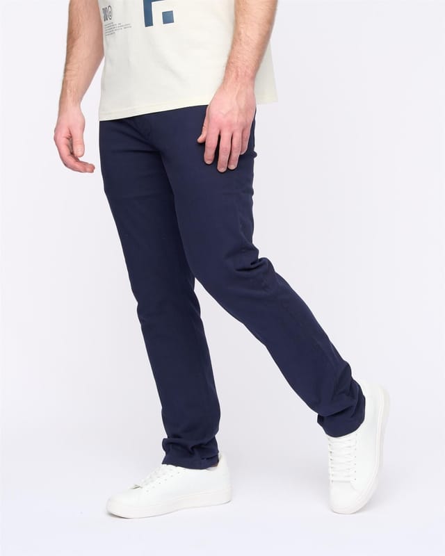 Duck&Cover Duck&Cover Franztown Men's Core Stretch Slim-Fit 5-Pocket Chino Trousers with Canvas Detail in Navy - 2
