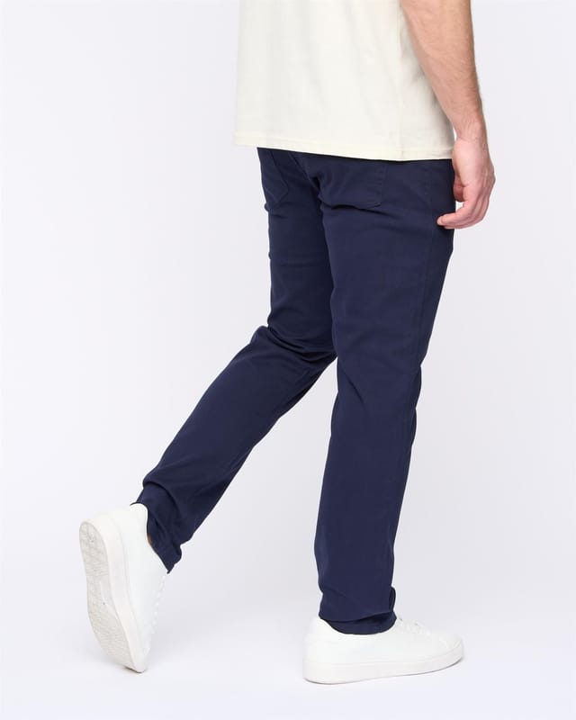 Duck&Cover Duck&Cover Franztown Men's Core Stretch Slim-Fit 5-Pocket Chino Trousers with Canvas Detail in Navy - 3