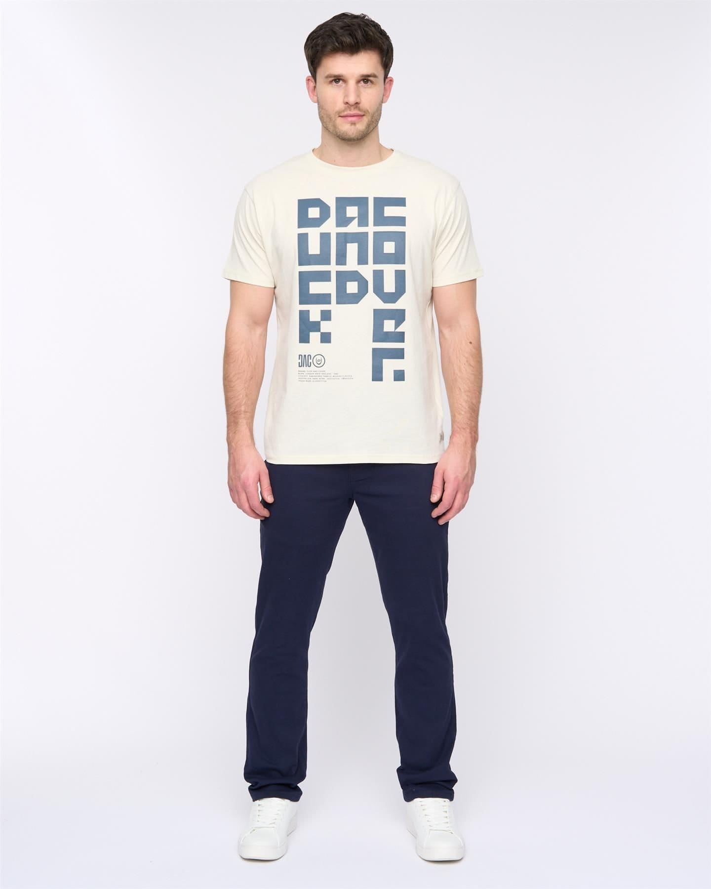Duck&Cover Duck&Cover Franztown Men's Core Stretch Slim-Fit 5-Pocket Chino Trousers with Canvas Detail in Navy - 4