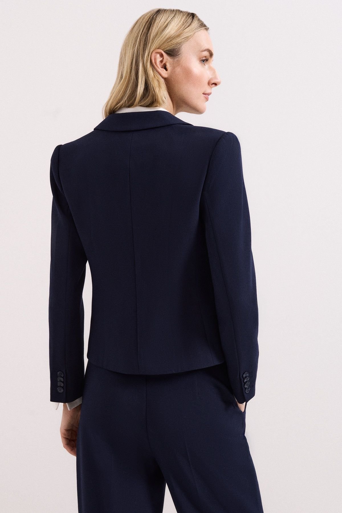 Phase Eight Phase Eight Women's Aubrie Single Button Cropped Blazer in Navy - 3