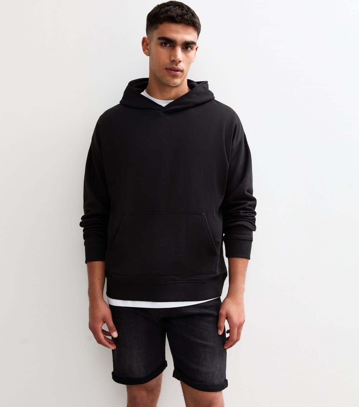 New Look Men's Black Oversized Jersey Hoodie New Look