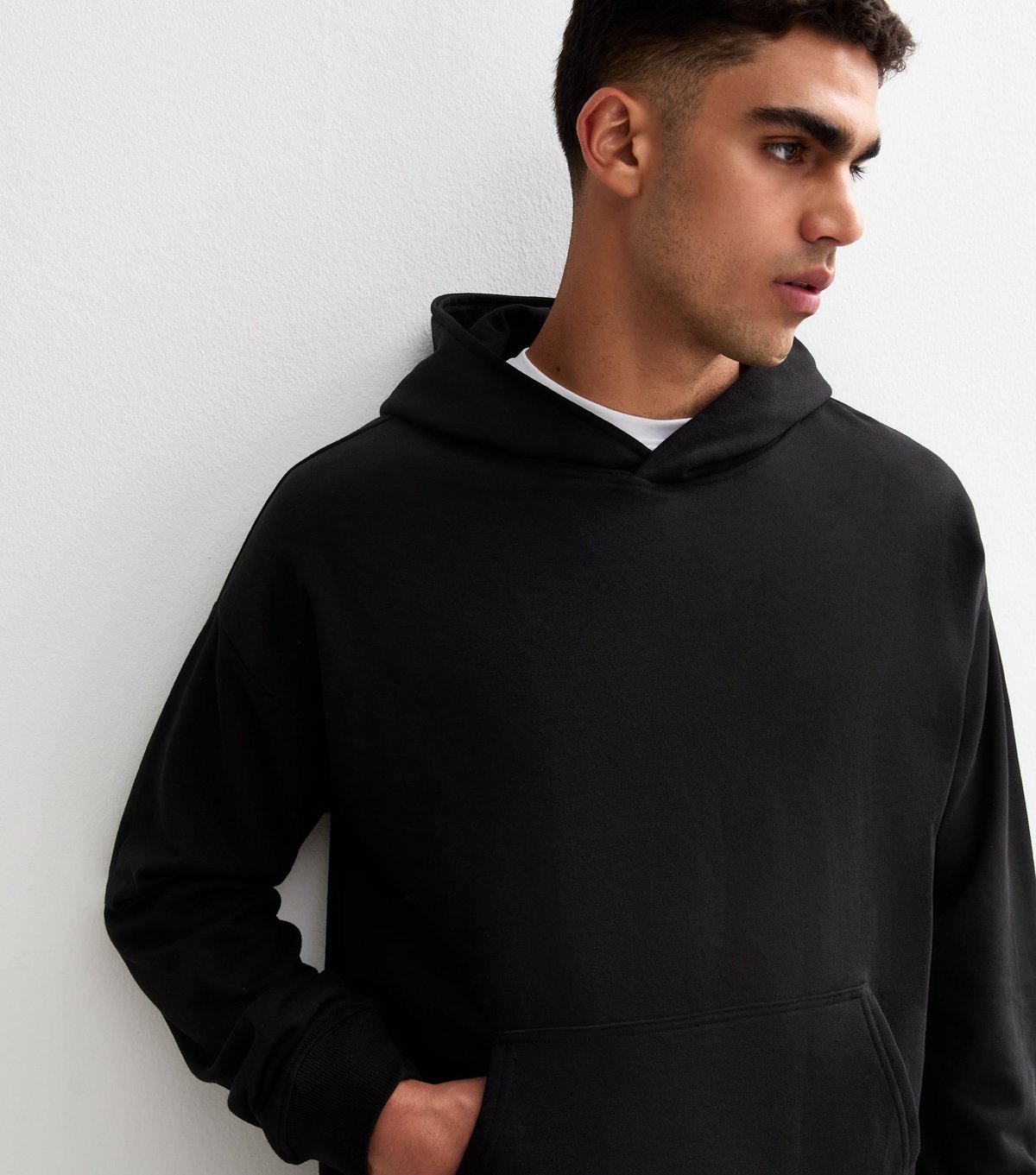 New Look Men's Black Oversized Jersey Hoodie New Look - 2