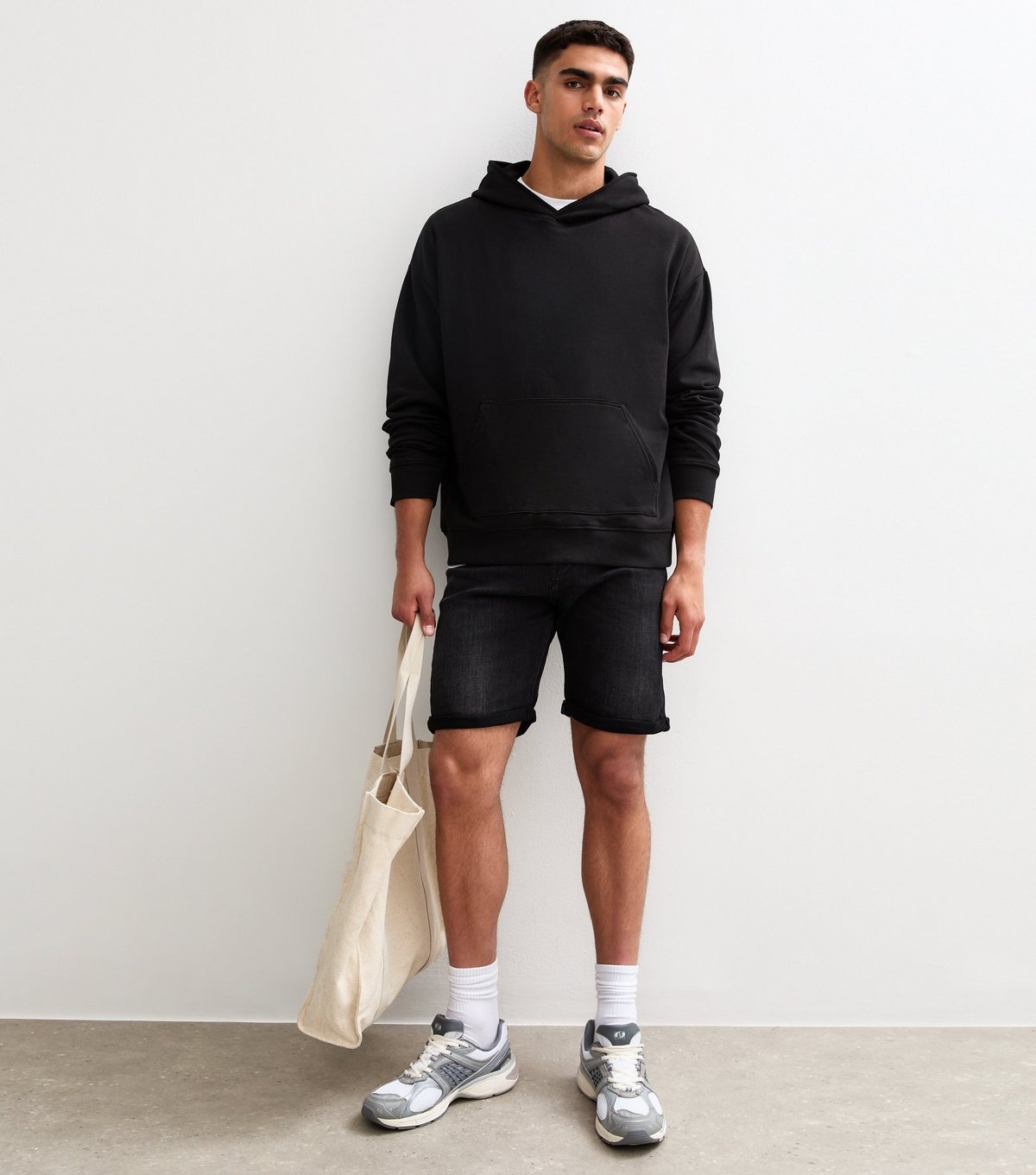 New Look Men's Black Oversized Jersey Hoodie New Look - 3