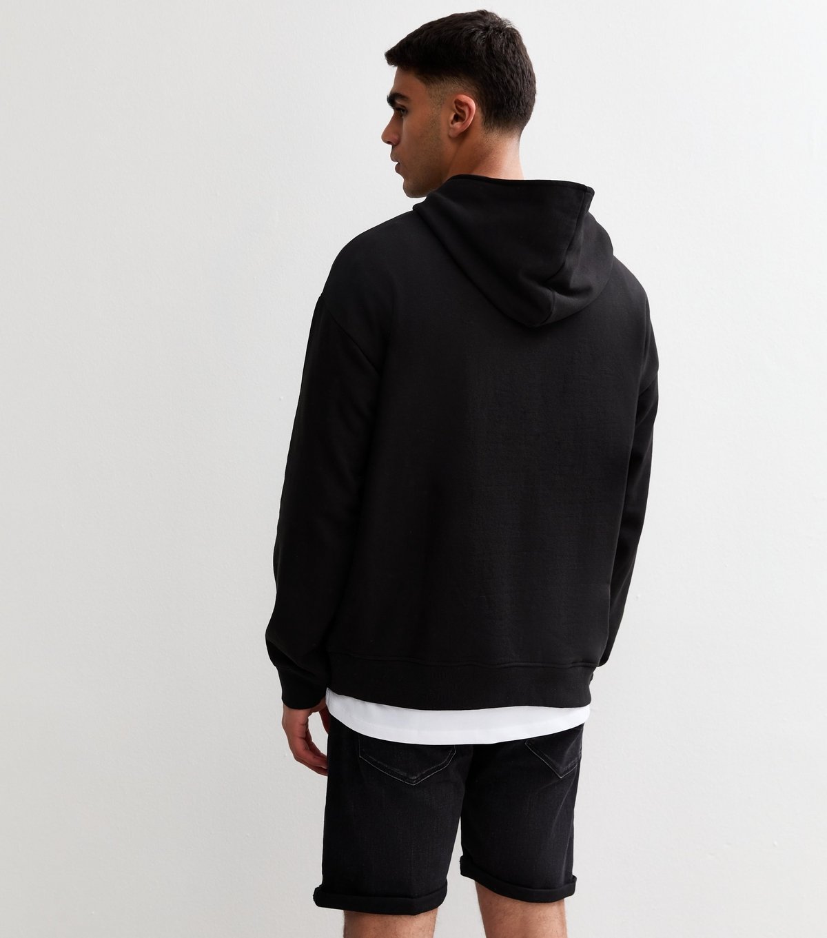 New Look Men's Black Oversized Jersey Hoodie New Look - 4